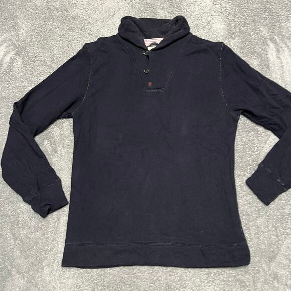 Relwen Sweater Mens Large Blue Mock Neck Henley Outdoor Preppy Hiker *** - Picture 1 of 7